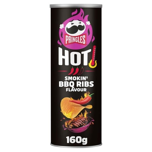 PRINGLES Hot Smoky Bbq Ribs Sharing Crisps, 160g